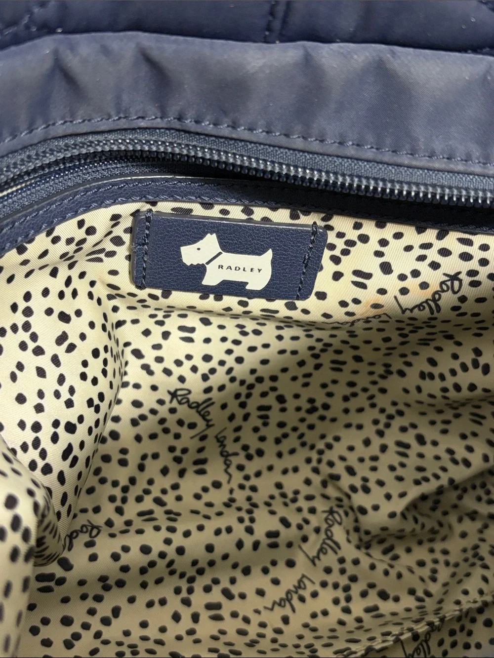 Radley London Navy Blue Quilted Handled Shoulder Crossbody Bag - EC